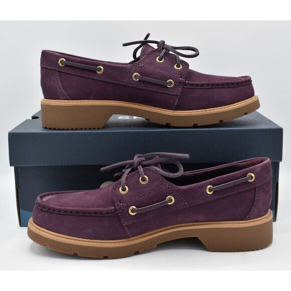 Sperry Womens Size 10 Wells Purple Leather Nubuck Slip On Boat Shoes - Picture 4 of 13